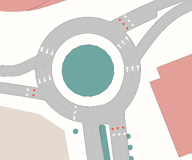 Roundabout Figura do tutorial 1 — Aimsun Next 26.0.1