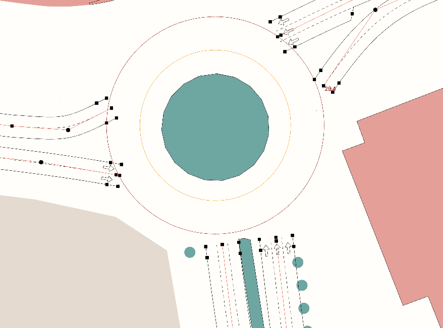 Roundabout Tool Figura do tutorial 1 — Aimsun Next 26.0.1